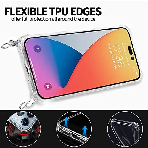 Funda con Cuerda para iPhone 14 Pro MAX, Carcasa Transparente TPU Suave Silicona Case con Correa Colgante Ajustable amazon