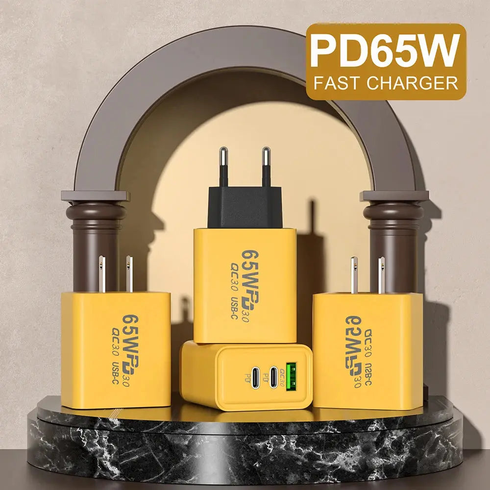 65W 3 Ports USB Charger Quick Charge Wall Charger Fast Charging For iPhone 14 13 Samsung Xiaomi Phone Charger Type C Adapter - La zona Apple