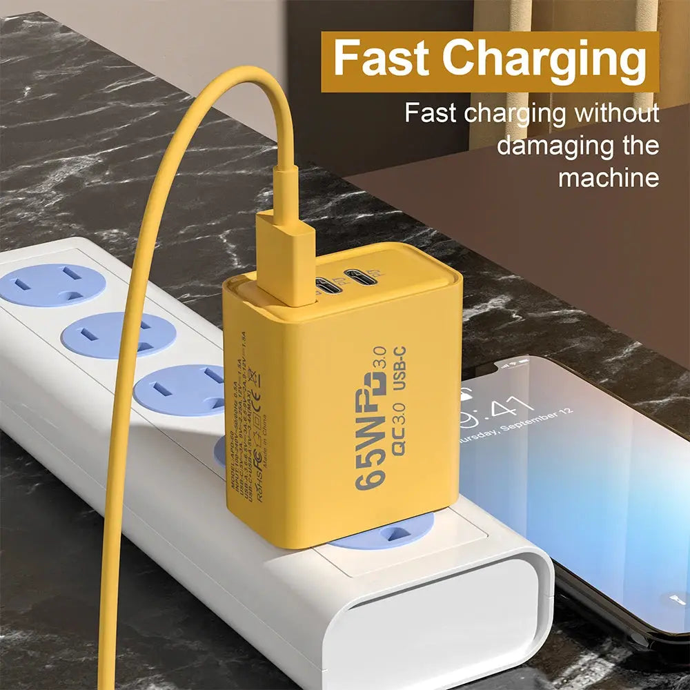 65W 3 Ports USB Charger Quick Charge Wall Charger Fast Charging For iPhone 14 13 Samsung Xiaomi Phone Charger Type C Adapter - La zona Apple