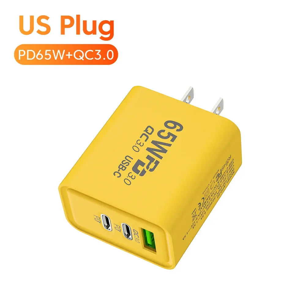 65W 3 Ports USB Charger Quick Charge Wall Charger Fast Charging For iPhone 14 13 Samsung Xiaomi Phone Charger Type C Adapter - La zona Apple