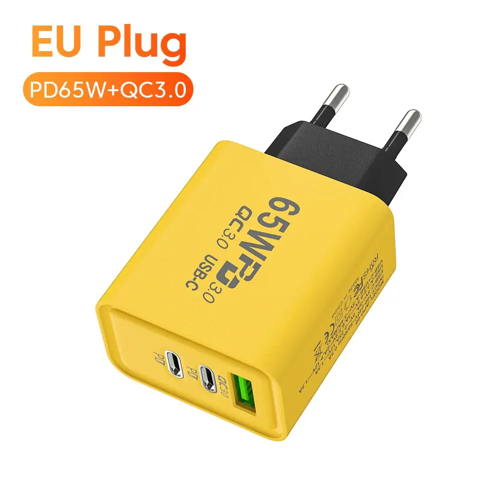 65W 3 Ports USB Charger Quick Charge Wall Charger Fast Charging For iPhone 14 13 Samsung Xiaomi Phone Charger Type C Adapter - La zona Apple