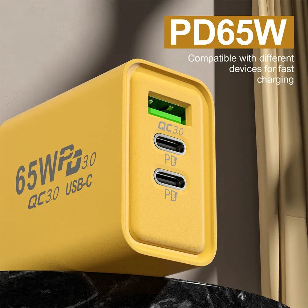 65W 3 Ports USB Charger Quick Charge Wall Charger Fast Charging For iPhone 14 13 Samsung Xiaomi Phone Charger Type C Adapter - La zona Apple