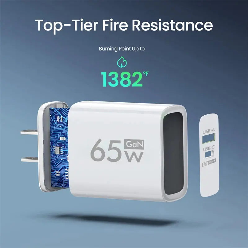 Cargador USB C PD de 65W, adaptador de carga rápida 3,0 tipo C para iPhone 1Xiaomi, Samsung - La zona Apple