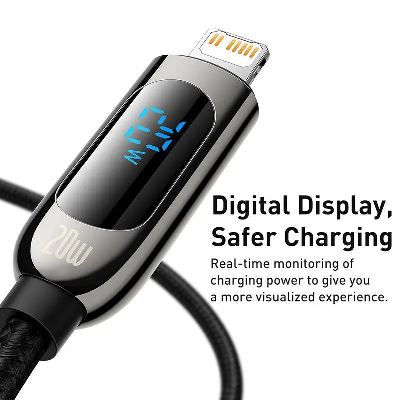 Cable USB tipo C de carga rápida para iPhone con pantalla Digital, 20W. alidrosip