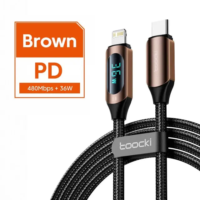 Cable carga rápida 36W USB tipo C a Lightning para iPhone iPad alidrosip