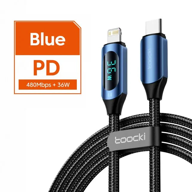 Cable carga rápida 36W USB tipo C a Lightning para iPhone iPad alidrosip