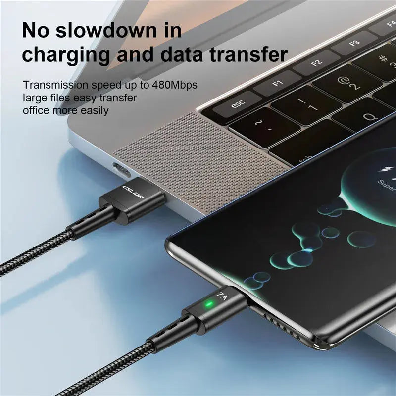 Cable USB tipo C de carga rápida para teléfono móvil, Cable de datos cargador 7A para Samsung S22 S20 Xiaomi mi 12 - La zona Apple