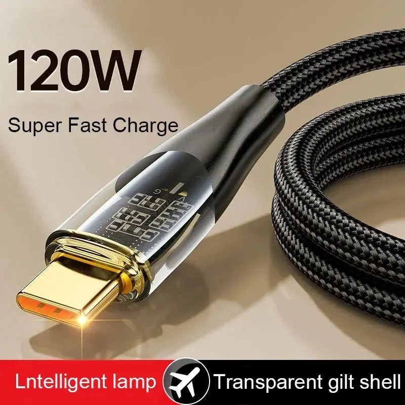 Cable USB tipo C de carga súper rápida, Cable de datos de 120W, 1M/1,5 M/2M, cargador de teléfono para Xiaomi 13, Huawei, Samsung Oneplus - La zona Apple