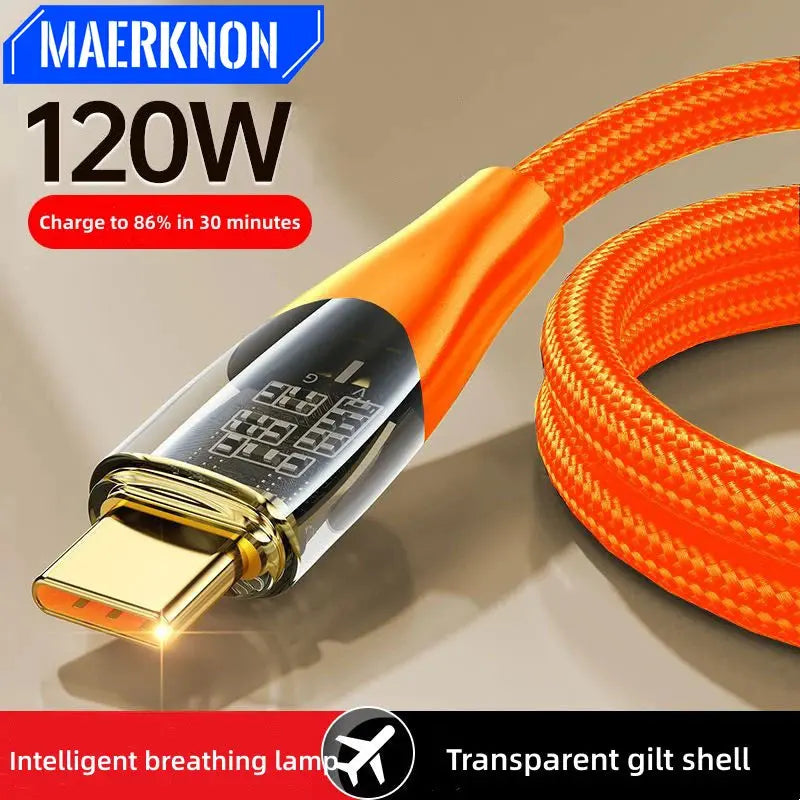 Cable USB tipo C de carga súper rápida, Cable de datos para Xiaomi 12, Redmi Note 11, Samsung S22, S21, Huawei, 120W - La zona Apple