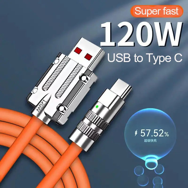 Cable de carga rápida de silicona líquida 120W, 6A para iphone y android ALIDROSIP