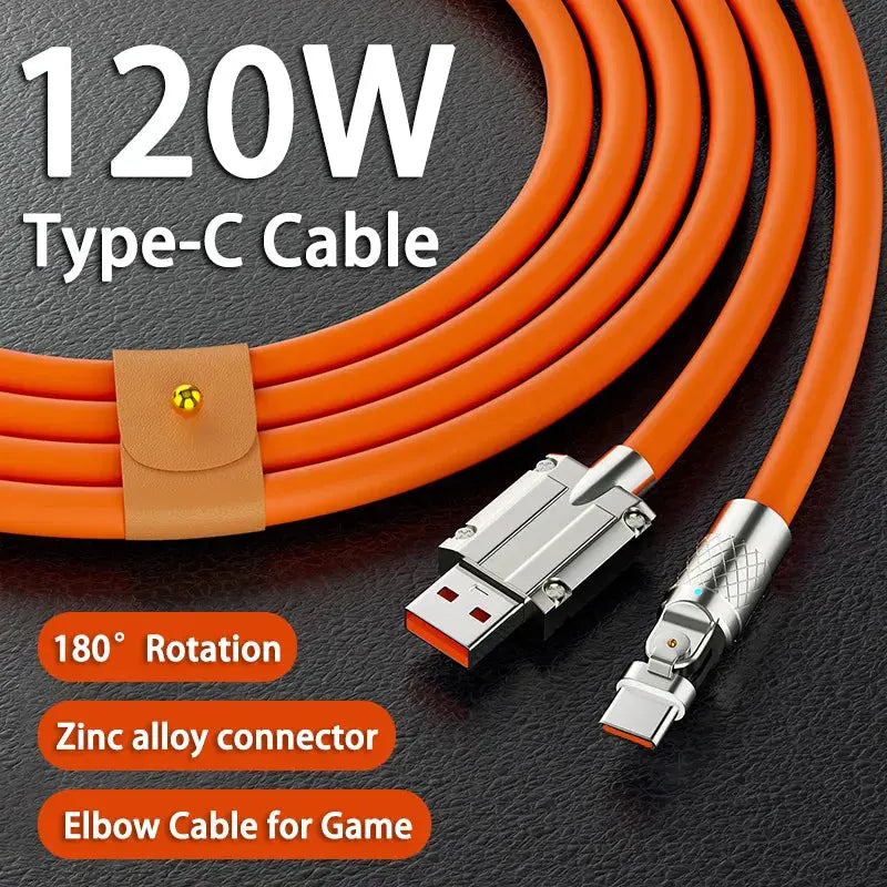 Cable de Carga Rápida Tipo C de 120W y 6A con Rotación de 180 Grados - La zona Apple