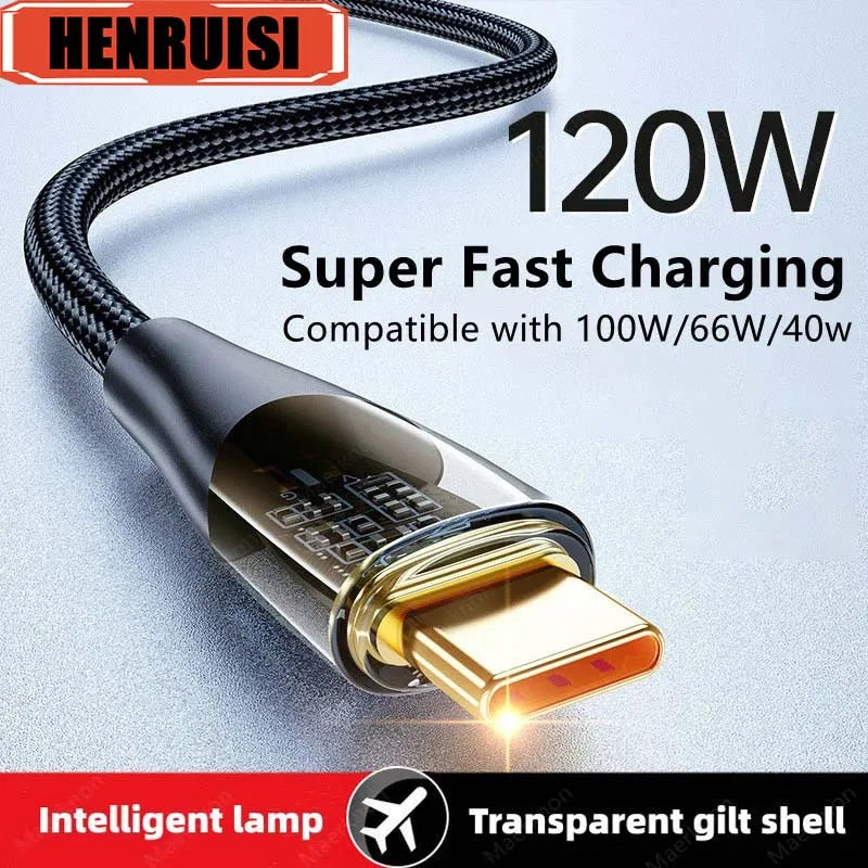 Cable de carga súper rápida USB tipo C, Cable de datos de 120W para Xiaomi, Huawei, Samsung, 1M/1,5 M/2M - La zona Apple