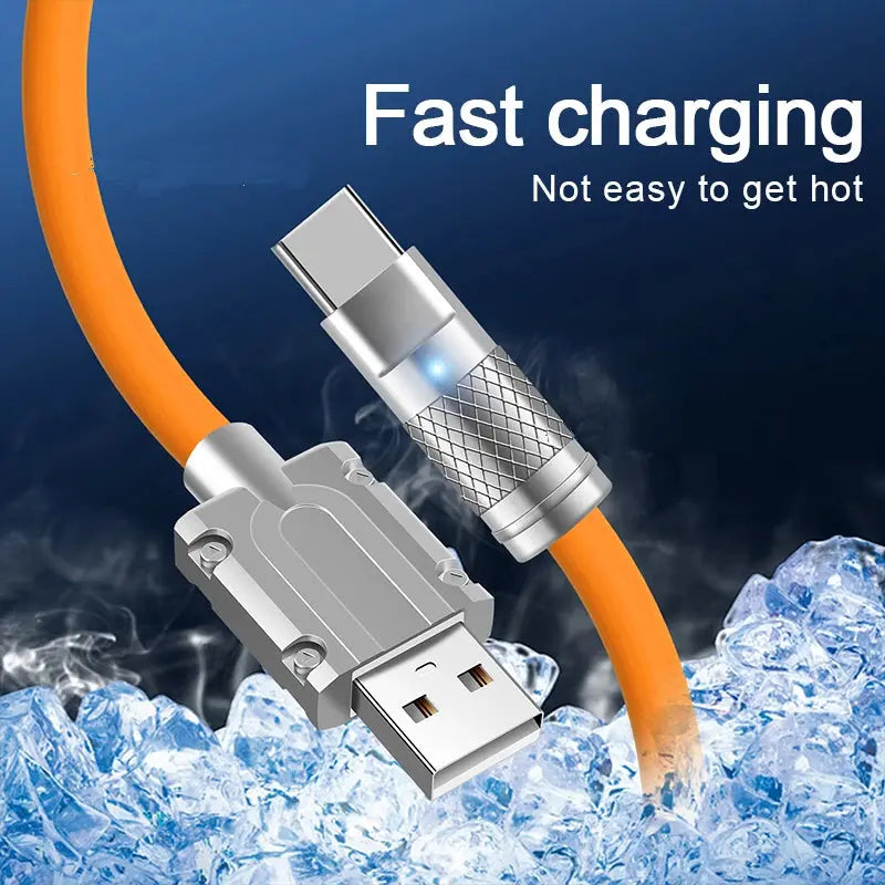 Cable de silicona líquida de 120W y 6A para iPhone 14, 13, Huawei, Samsung y Xiaomi alidrosip