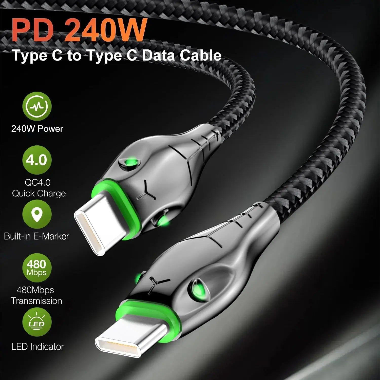 Cable de datos de carga rápida PD 100W tipo C para Samsung, Huawei, Xiaomi, POCO, Oneplus, Macbook, iPad - La zona Apple