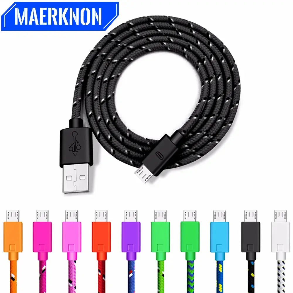 Cable micro USB de nailon para móvil, Cable micro USB trenzado de nailon, de 1m, 2m y 3m, para Samsung, HTC, Huawei, Xiaomi - La zona Apple