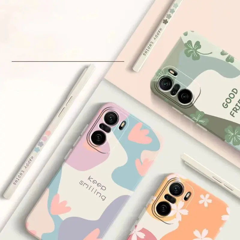 Case For Xiaomi 13 12 Lite 12T Poco F5 X5 X3 Pro Cases Cartoon Flower Matte Silicone Cover For Redmi Note 12 11 Pro Plus 10 Case - La zona Apple
