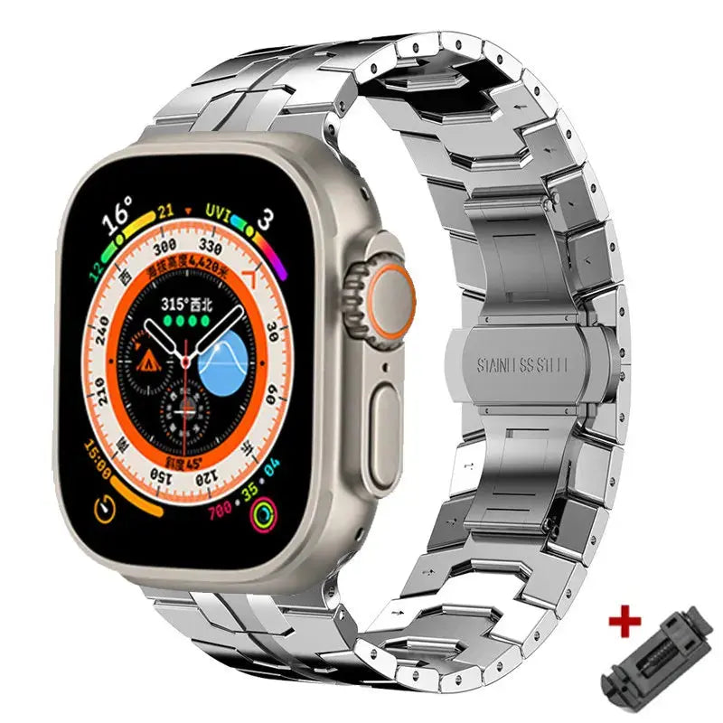 Correa de Metal Premium para Apple Watch, Pulsera de Acero Inoxidable de Color Titanio para iWatch 8, 7, 6, 5, 4, SE, 49mm, 45mm, 44mm, 42mm - La zona Apple