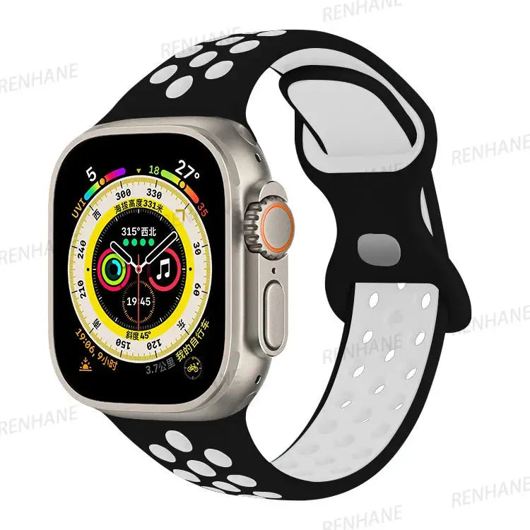 Correa de silicona transpirable para Apple Watch, series 6, 5, 4, 3, SE Ultra, 8, 7, 45mm, 41mm, 49mm, 44mm, 42mm, 40mm, 38mm - La zona Apple