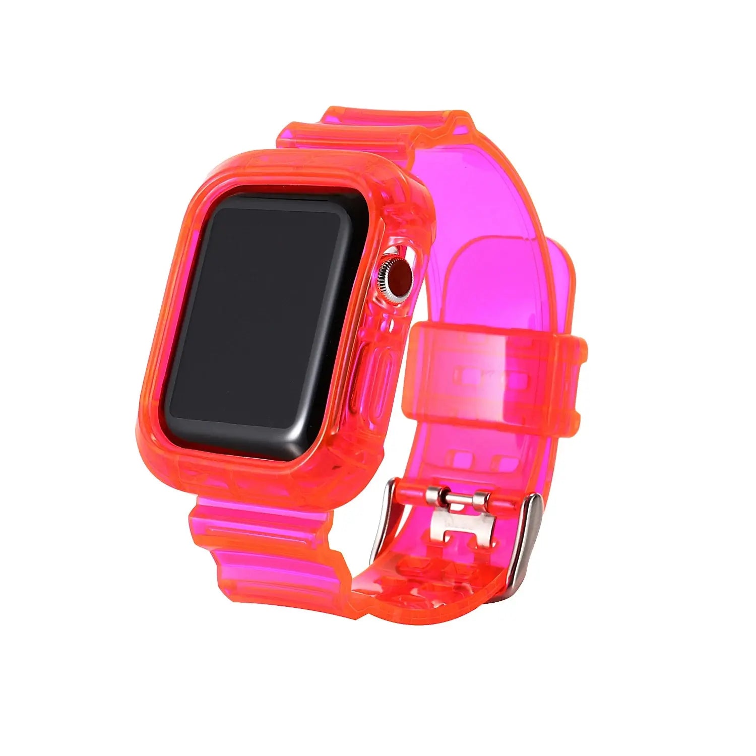 Correa y funda transparentes para Apple Watch Series 8, 7, 6, SE, 5, 4, 45mm, 44mm, 42mm, 41mm, correa de goma transparente para iwatch 3, 2, 38mm, 40mm - La zona Apple