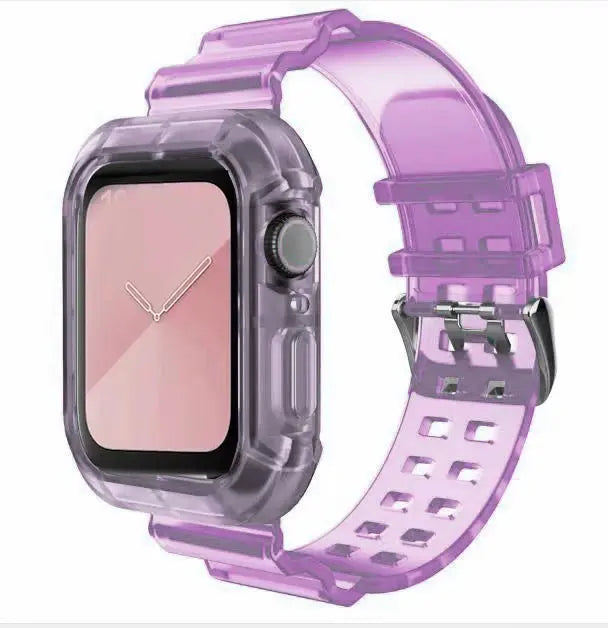 Correa y funda transparentes para Apple Watch Series 8, 7, 6, SE, 5, 4, 45mm, 44mm, 42mm, 41mm, correa de goma transparente para iwatch 3, 2, 38mm, 40mm - La zona Apple