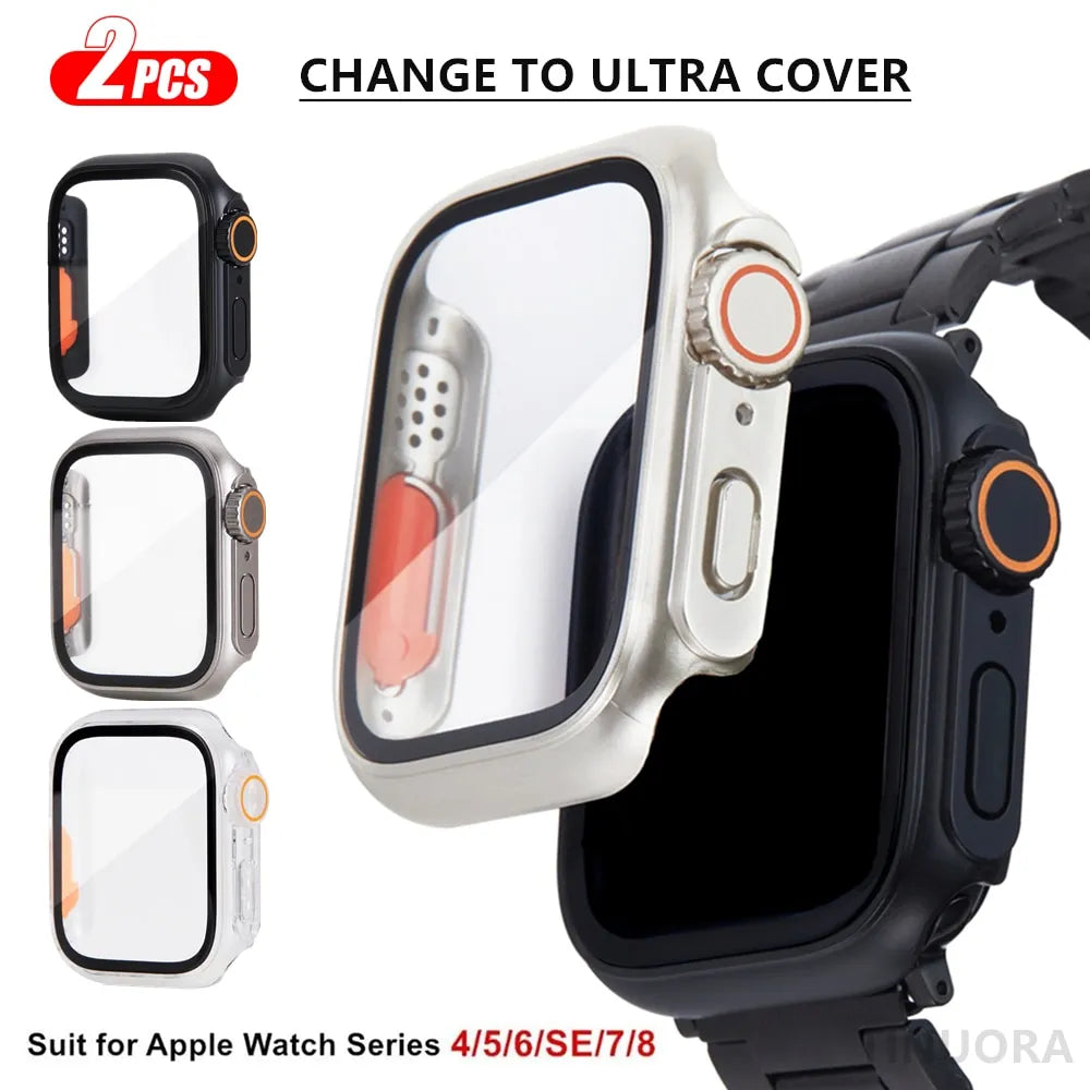 Cristal y funda para Apple Watch Series 8, 7, 45mm, 41mm, cambio a Ultra, IWatch 4, 5, 6, SE, 44mm, 40mm - La zona Apple