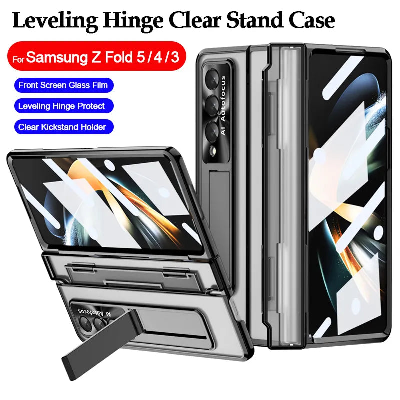Funda transparente para Samsung Galaxy Z Fold, 4 pliegues, 3, 4, 5,  soporte con pantalla frontal de vidrio - La zona Apple