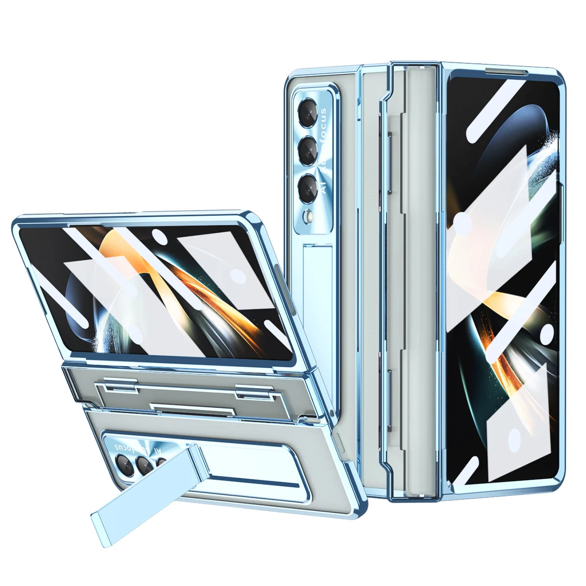 Funda transparente para Samsung Galaxy Z Fold, 4 pliegues, 3, 4, 5,  soporte con pantalla frontal de vidrio - La zona Apple
