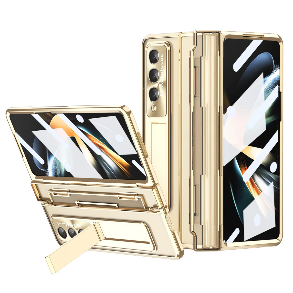 Funda transparente para Samsung Galaxy Z Fold, 4 pliegues, 3, 4, 5,  soporte con pantalla frontal de vidrio - La zona Apple