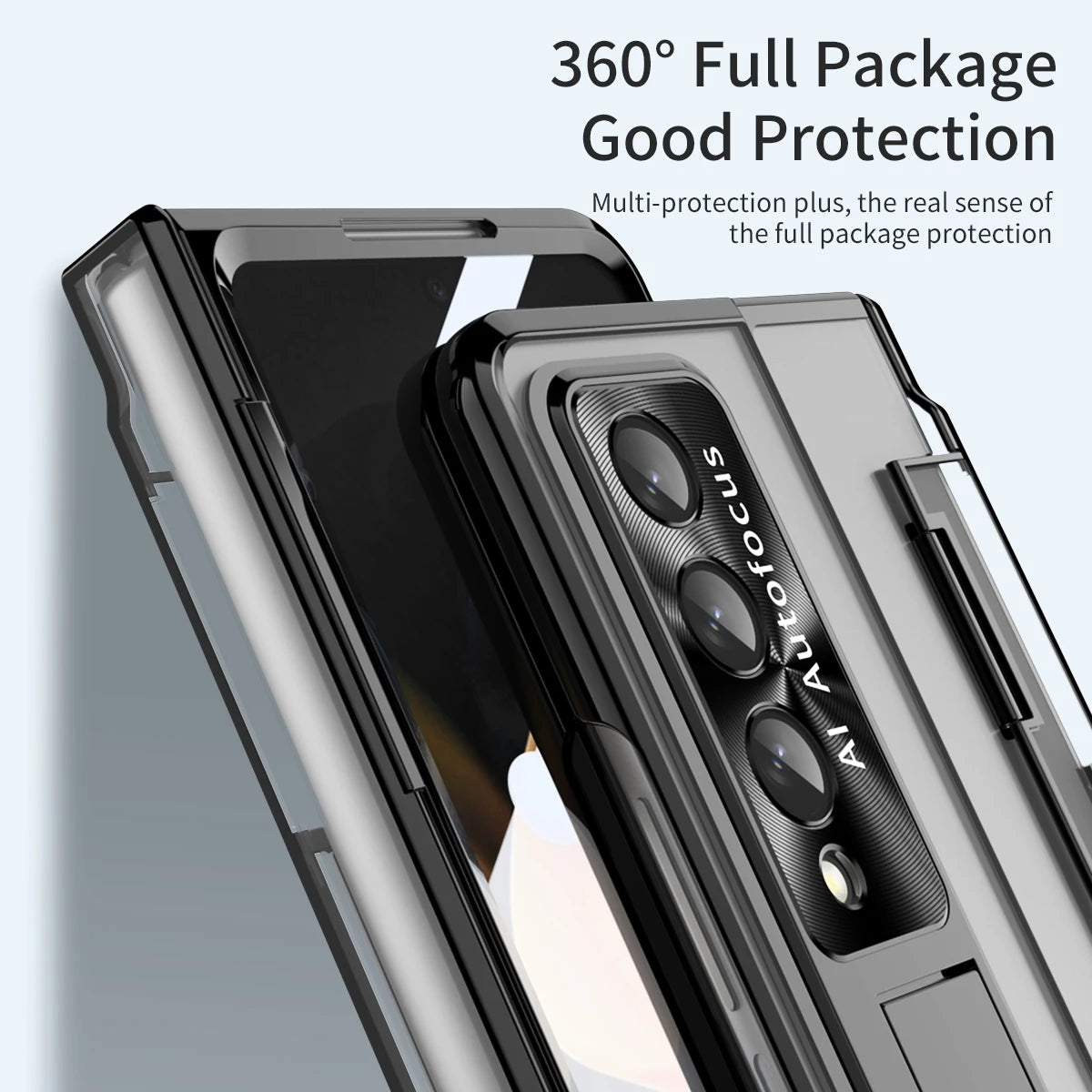 Funda transparente para Samsung Galaxy Z Fold, 4 pliegues, 3, 4, 5,  soporte con pantalla frontal de vidrio - La zona Apple
