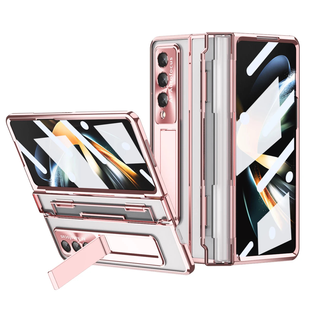 Funda transparente para Samsung Galaxy Z Fold, 4 pliegues, 3, 4, 5,  soporte con pantalla frontal de vidrio - La zona Apple