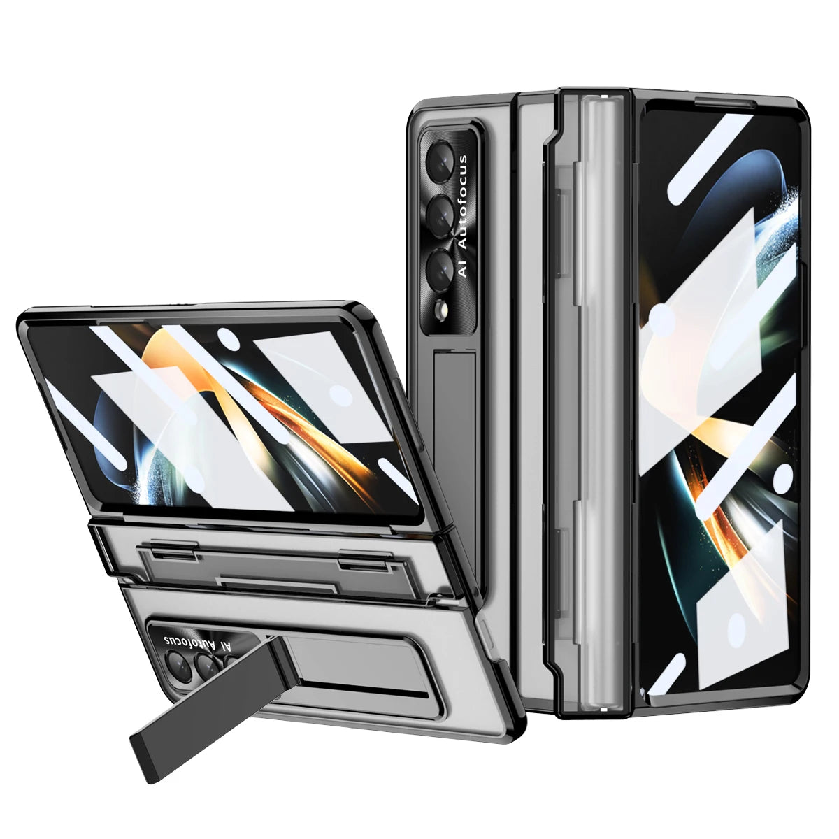 Funda transparente para Samsung Galaxy Z Fold, 4 pliegues, 3, 4, 5,  soporte con pantalla frontal de vidrio - La zona Apple