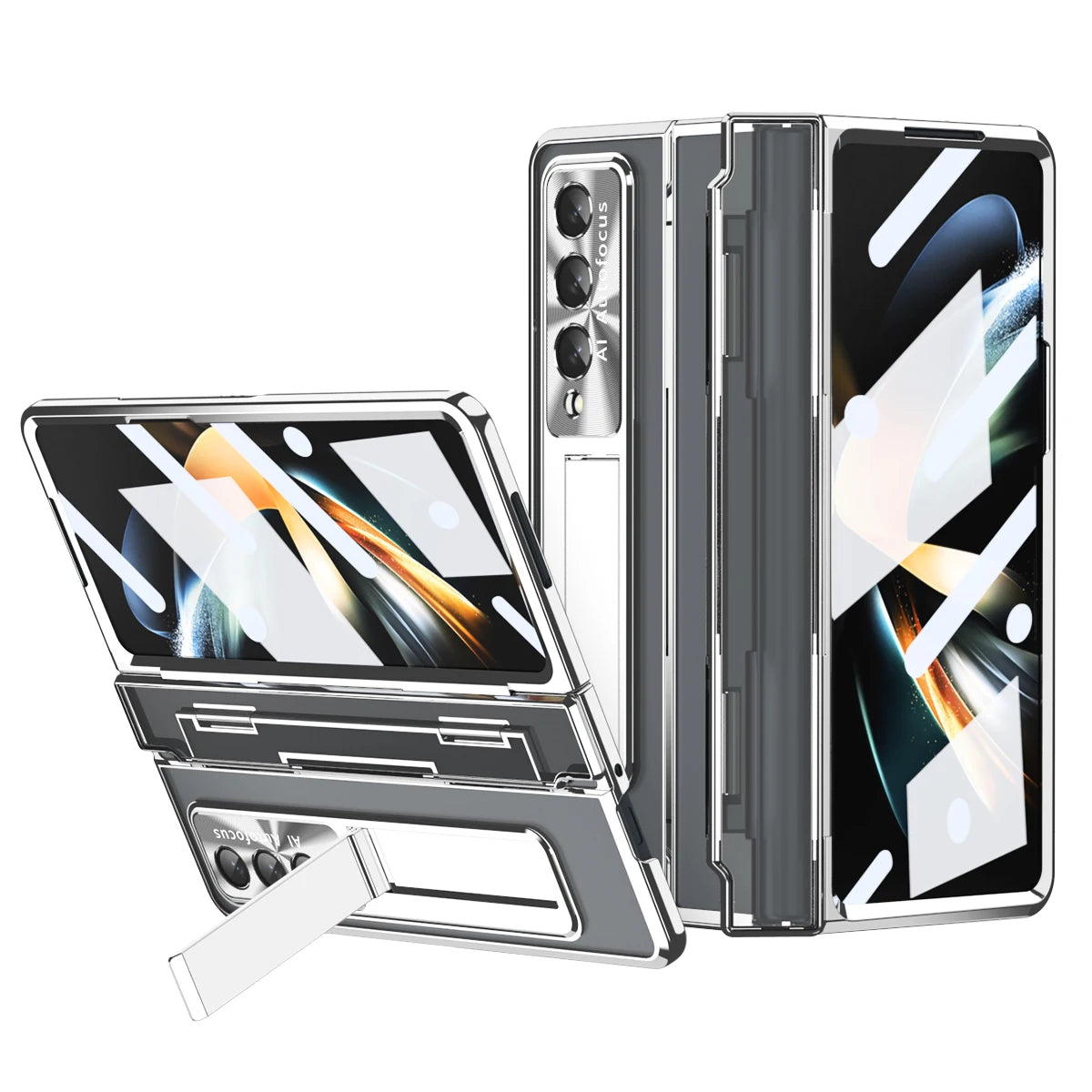 Funda transparente para Samsung Galaxy Z Fold, 4 pliegues, 3, 4, 5,  soporte con pantalla frontal de vidrio - La zona Apple