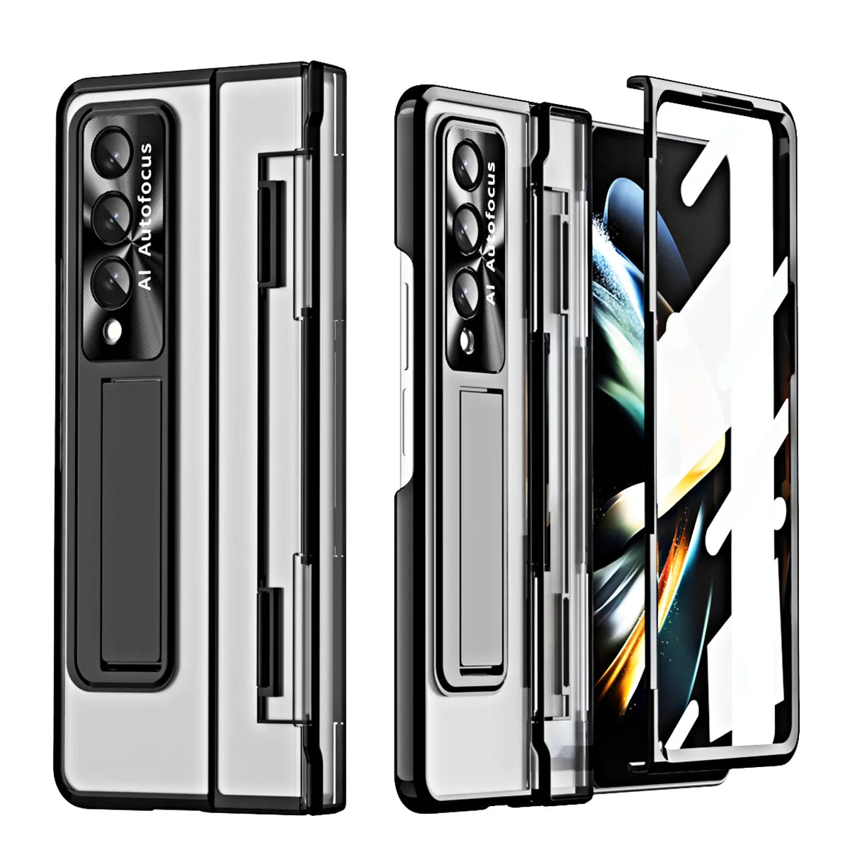 Funda transparente para Samsung Galaxy Z Fold, 4 pliegues, 3, 4, 5,  soporte con pantalla frontal de vidrio - La zona Apple