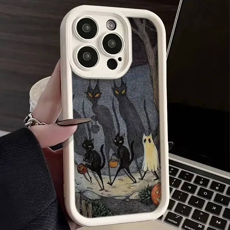 Dark Funny Monster Cat Fox funda de teléfono creativa para iPhone 15 14 13 11 12 Pro Max 7 8 Plus X XS Max XR SE2, cubierta trasera a prueba de golpes - La zona Apple