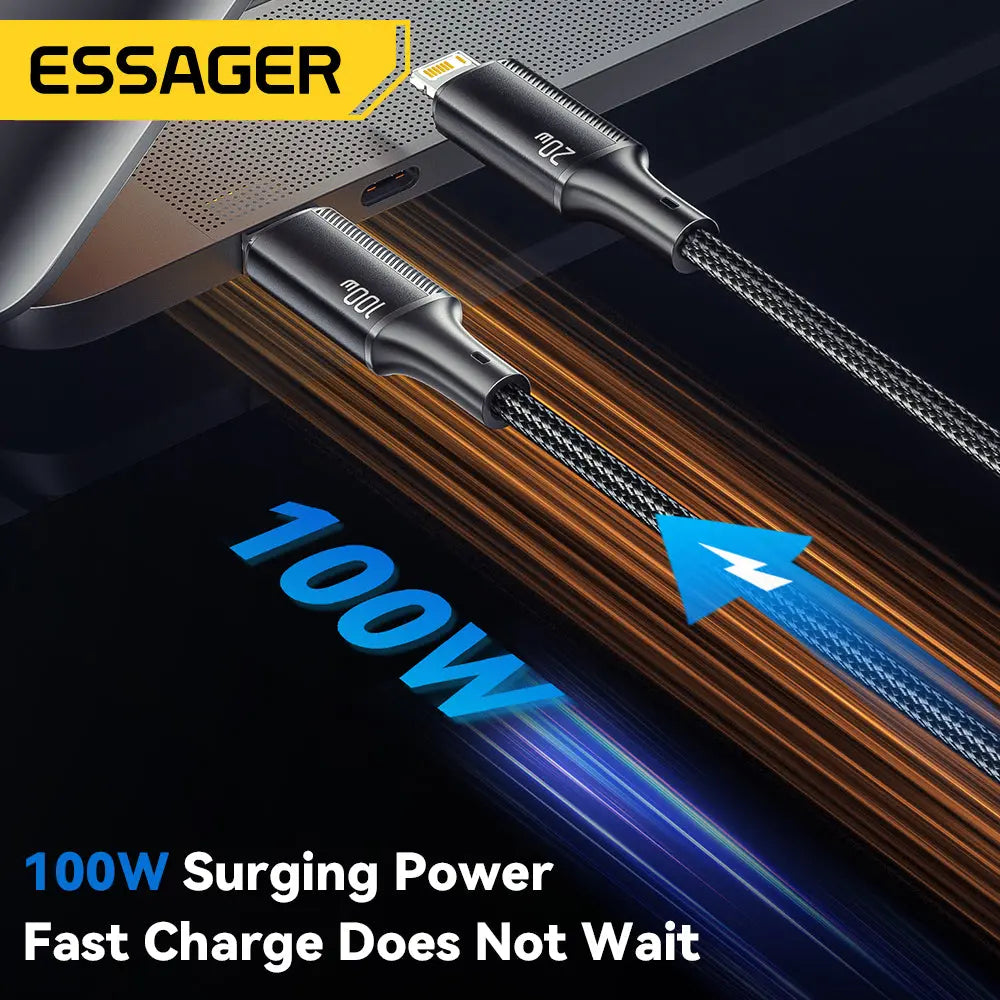 Cable de carga rápida  USB tipo C de 100W,  2 en 1 para Macbook, iPhone, Samsung, Xiaomi alidrosip