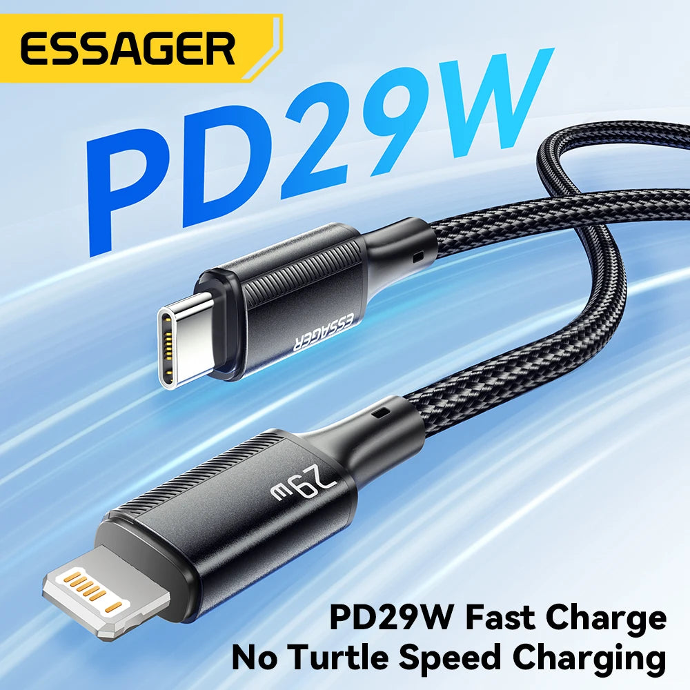 Cable Essager USB Tipo C para iPhone 14, 13, 12, 11 Pro Max, Xs, 8 Plus, iPad, MacBook: Carga Rápida y Durabilidad Excepcional - La zona Apple