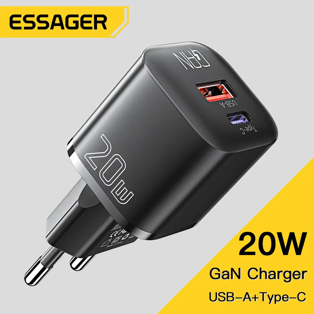 Essager-cargador USB tipo C GaN de 20W,  QC 3,0, para iPhone 14, 13, 12, 11 Pro Max, Mini iPad alidrosip