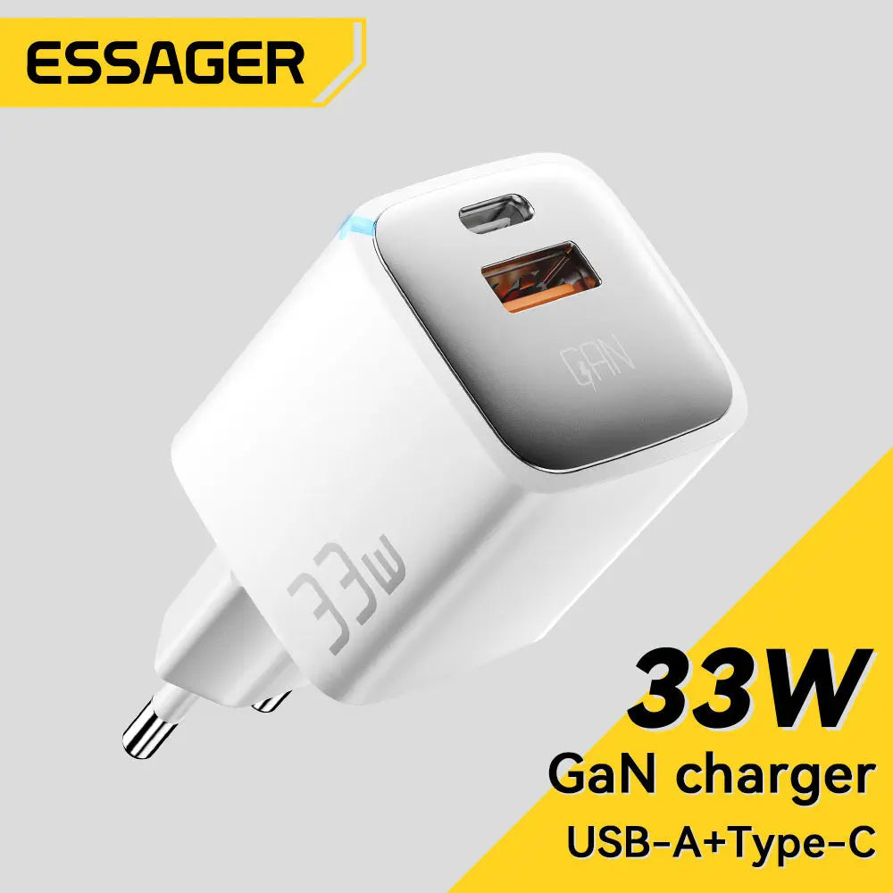 Essager-cargador rápido GaN de 33W PD, Cargador USB tipo C para iPhone 14, 13 Pro Max, Macbook, Xiaomi alidrosip