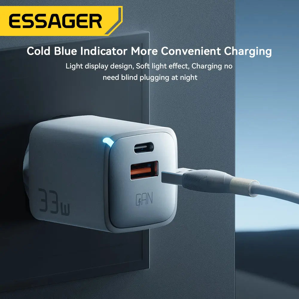 Essager-cargador rápido GaN de 33W PD, Cargador USB tipo C para iPhone 14, 13 Pro Max, Macbook, Xiaomi alidrosip
