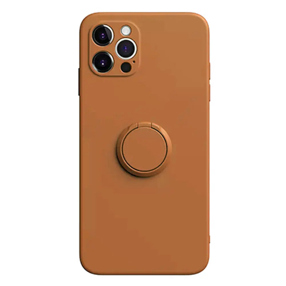 Funda Para Iphone Silicona Líquida Flexible Microfibra Suave Soporte  Anillo Giratorio Magnético Varios Colores Naranaje Negro Azul Morado Verde alidrosip