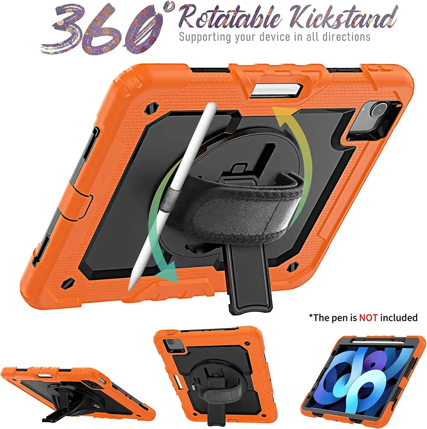Funda a Prueba de Golpes con Soporte para iPad Air 4, Air 5, 10.9, 2022, 10.ª Generación, con Portalápices, Protector de Pantalla PET y Correa para el Hombro - La zona Apple