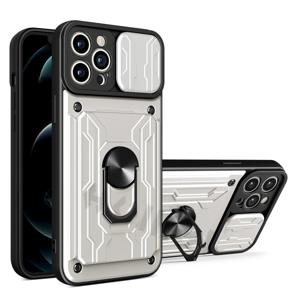Funda magnética de grado militar con protección para cámara trasera y ranura de tarjetas   para iPhone 15, 14, 13, 12, 11 Pro Max, XR, XS, 8, 7 Plus, SE 360 - La zona Apple