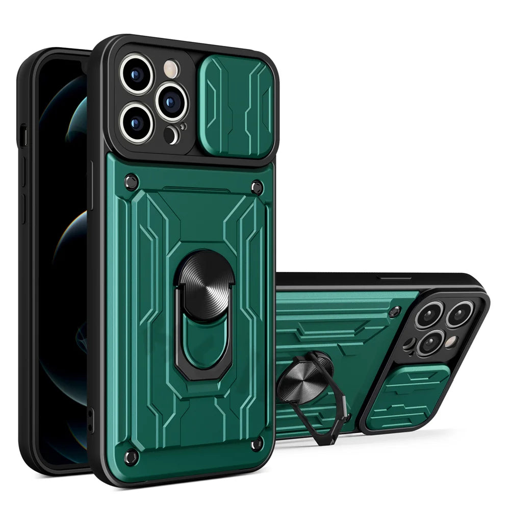 Funda magnética de grado militar con protección para cámara trasera y ranura de tarjetas   para iPhone 15, 14, 13, 12, 11 Pro Max, XR, XS, 8, 7 Plus, SE 360 - La zona Apple