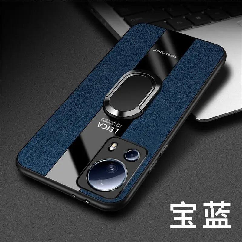 Funda con soporte de anillo magnético para Xiaomi Mi 13 Lite 13 Ultra, cubierta de cuero de lujo a prueba de golpes para Xiaomi 12T Pro 12X 13T - La zona Apple