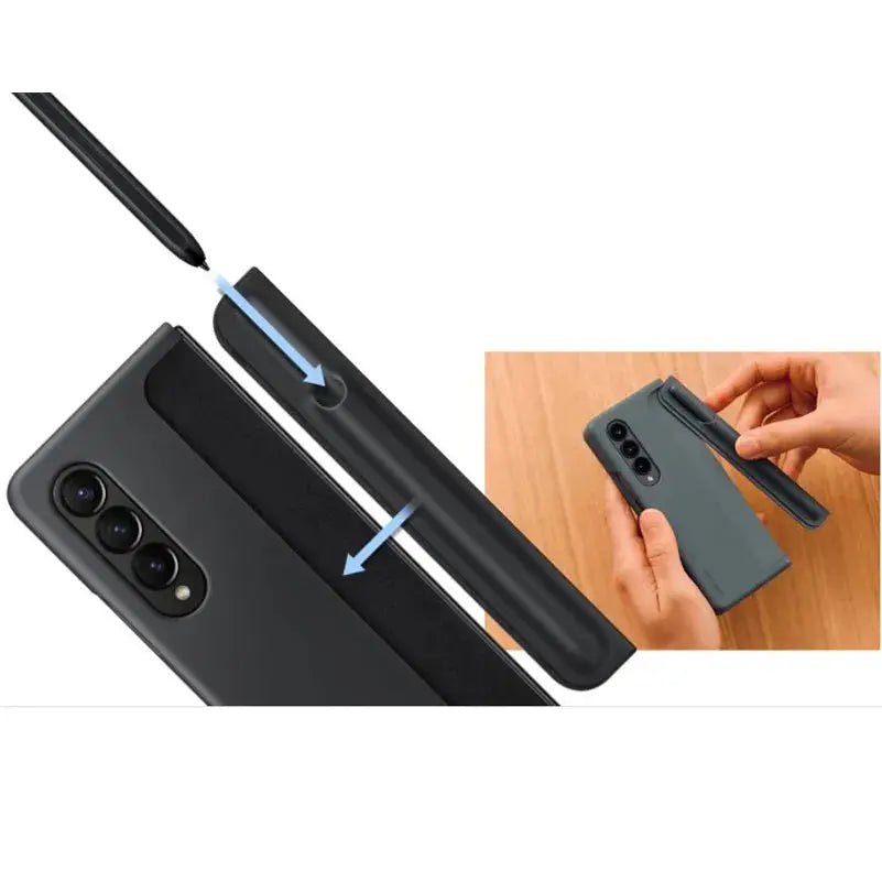 Funda con soporte para bolígrafo, Protector trasero para Samsung Galaxy Z Fold4 5, bolsillo SPen, Z Fold4 5 stylus - La zona Apple