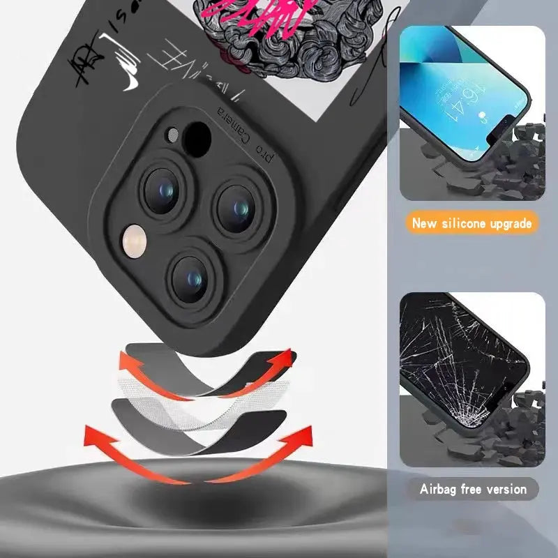 Funda de Graffiti Great Art Esthetic David para iPhone 15 Pro Max, fundas para iPhone 14 13 12 11 XS Max XR X 7 8 Plus SE 2 2020, cubierta suave - La zona Apple