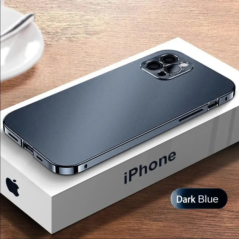 Funda de Metal de aleación de aluminio para iPhone 15, 14, 13, 11, 12 Pro Max, lente de cámara completa, protector de Color Original, cubierta trasera ultrafina - La zona Apple