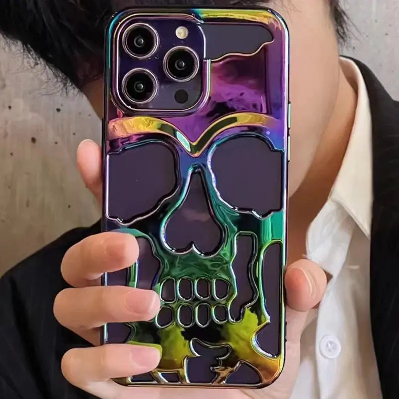 Funda de calavera de esqueleto de lujo para iPhone 11, 12, 13, 14, 15 Pro Max, fundas de teléfono a prueba de golpes, cubierta trasera, cámara, protección completa, Funda hueca - La zona Apple