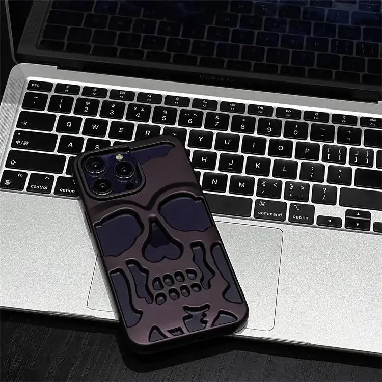 Funda de calavera de esqueleto de lujo para iPhone 11, 12, 13, 14, 15 Pro Max, fundas de teléfono a prueba de golpes, cubierta trasera, cámara, protección completa, Funda hueca - La zona Apple