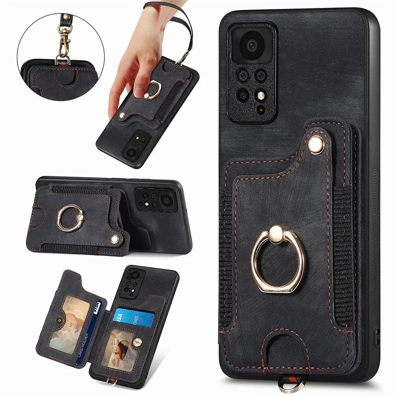 Funda de Cuero con Soporte de Anillo para Xiaomi Redmi: Estilo y Funcionalidad en un Solo Producto - La zona Apple